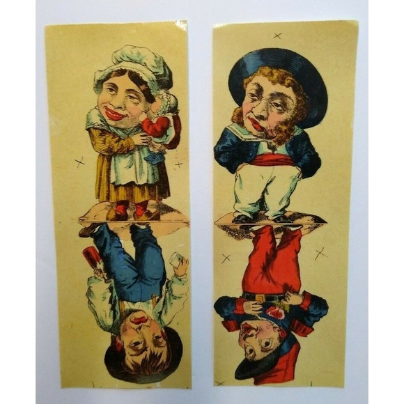 Victorian Parlour Game Art Print Whimsical Weird Strange Comical Characters - Picture 2 of 5